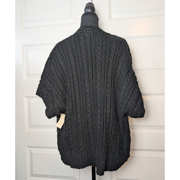 NWT Coldwater Creek Size L (14) Open Drape Black Cardigan Cable Knit Sweater $90 - Picture 4 of 11